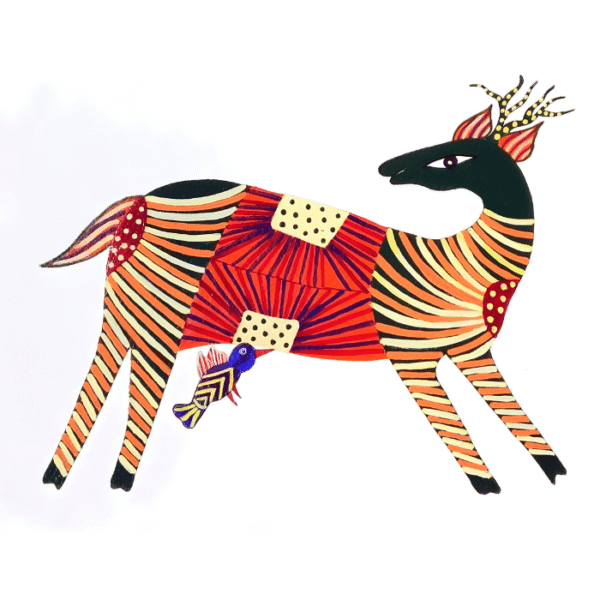 deer-gond-art-handmade-tribal-deer-painting