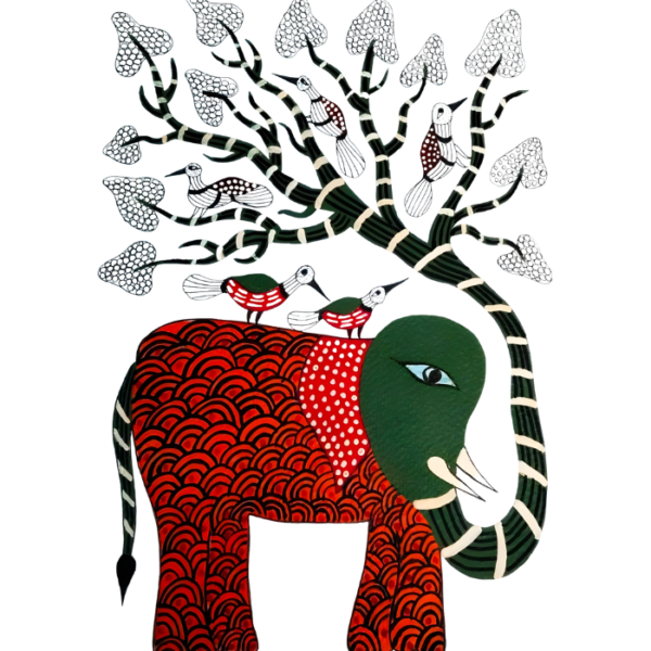 elephant-gond-art-handmade-tribal-elephant-painting