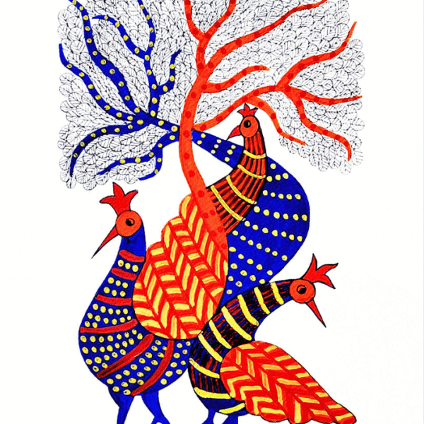 peacock-and-tree-gond-art-colourful-tribal-wall-art