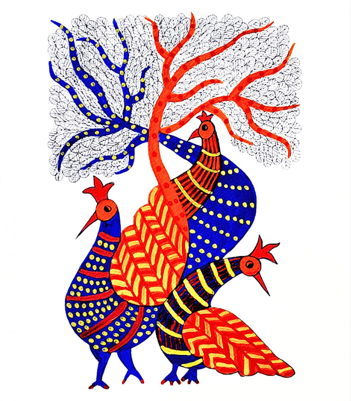 peacock-and-tree-gond-art-colourful-tribal-wall-art