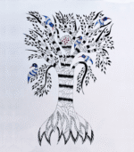 Bird with Egg Gond Art Drawing | Handmade Tribal Wall Art