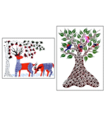 Gond Art Combo Set | Handmade Tribal Paintings Set of 2