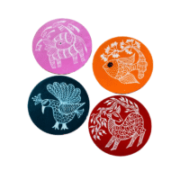 Protect your table in style with our Handmade Gond Art Wooden Mug Coaster. Beautifully handcrafted with authentic Gond-inspired artwork, each coaster combines functionality with traditional Indian tribal art, making it a perfect addition to your home or workspace.
